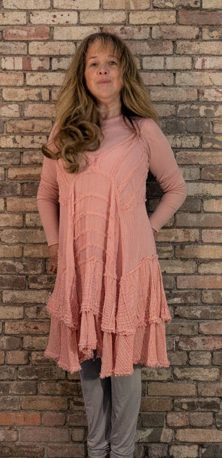 Rare Free People "Sway With Me" Raw Edge Tattered Boho Dress