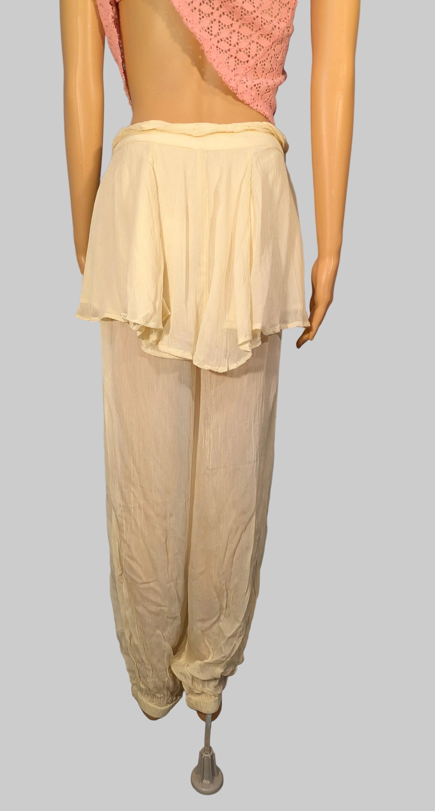Free People Tongue Tied Sheer Balloon Pants - Ivory - NWT
