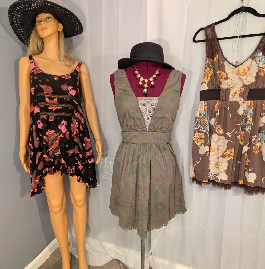 Free People Voile and Lace Trapeze Slip Dress in Onyx Floral Colorway