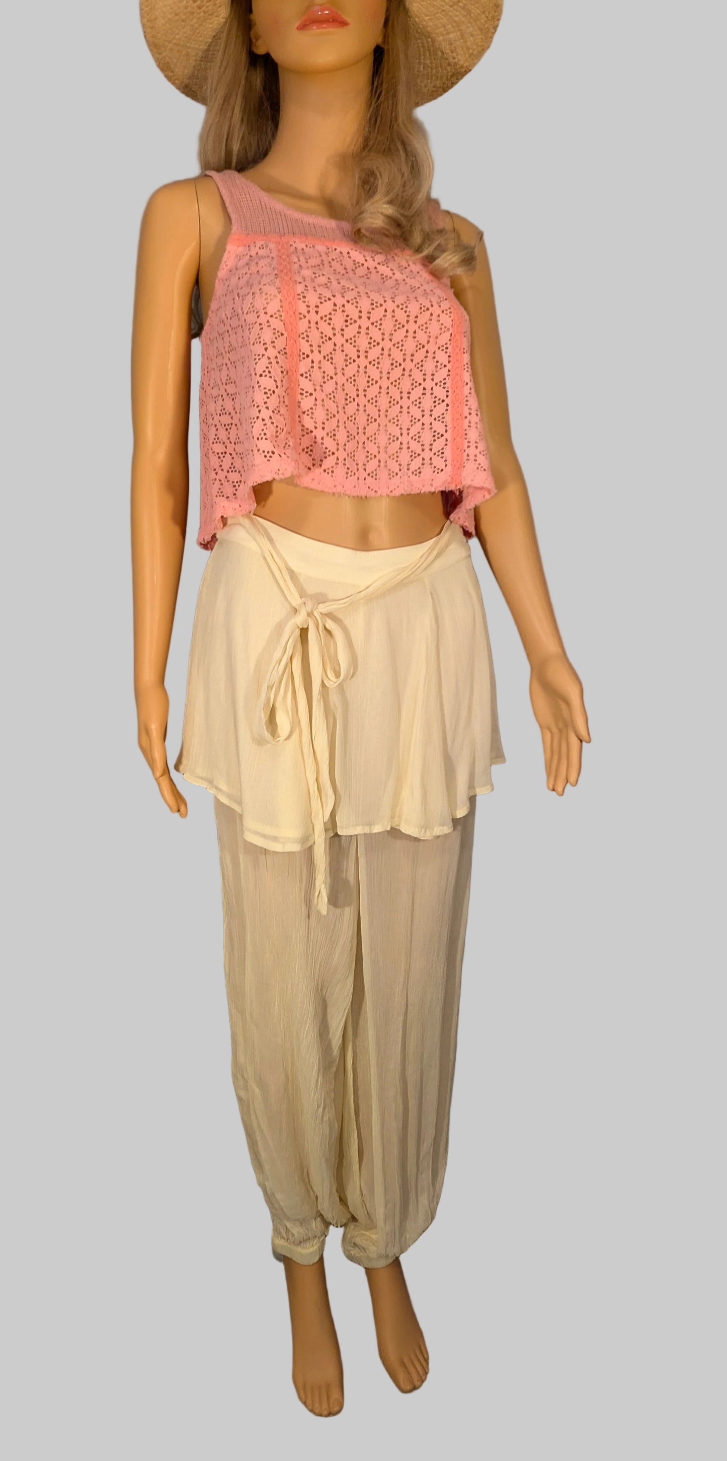 Free People Tongue Tied Sheer Balloon Pants - Ivory - NWT