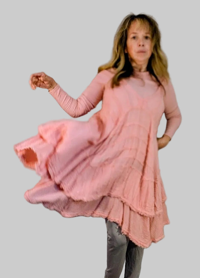 Rare Free People "Sway With Me" Raw Edge Tattered Boho Dress