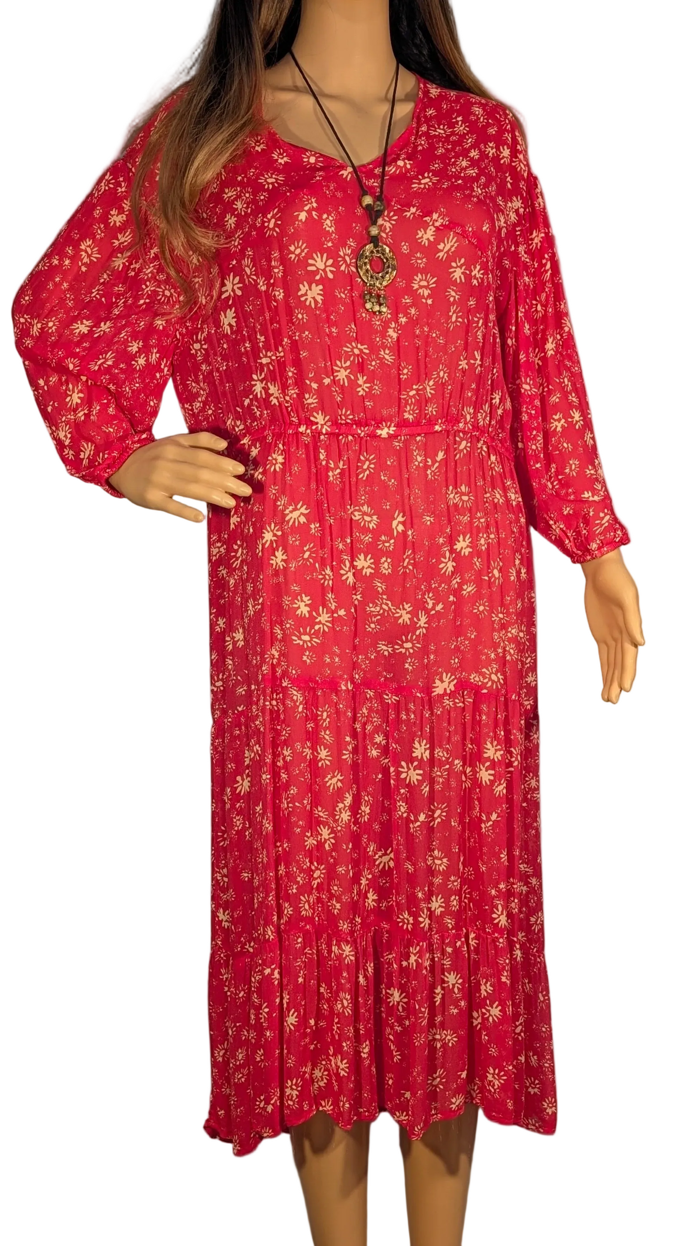 Free People Wallflower Midi Dress -Raspberry Combo