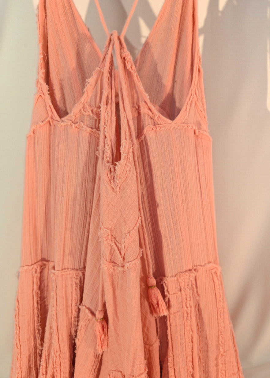 Rare Free People "Sway With Me" Raw Edge Tattered Boho Dress