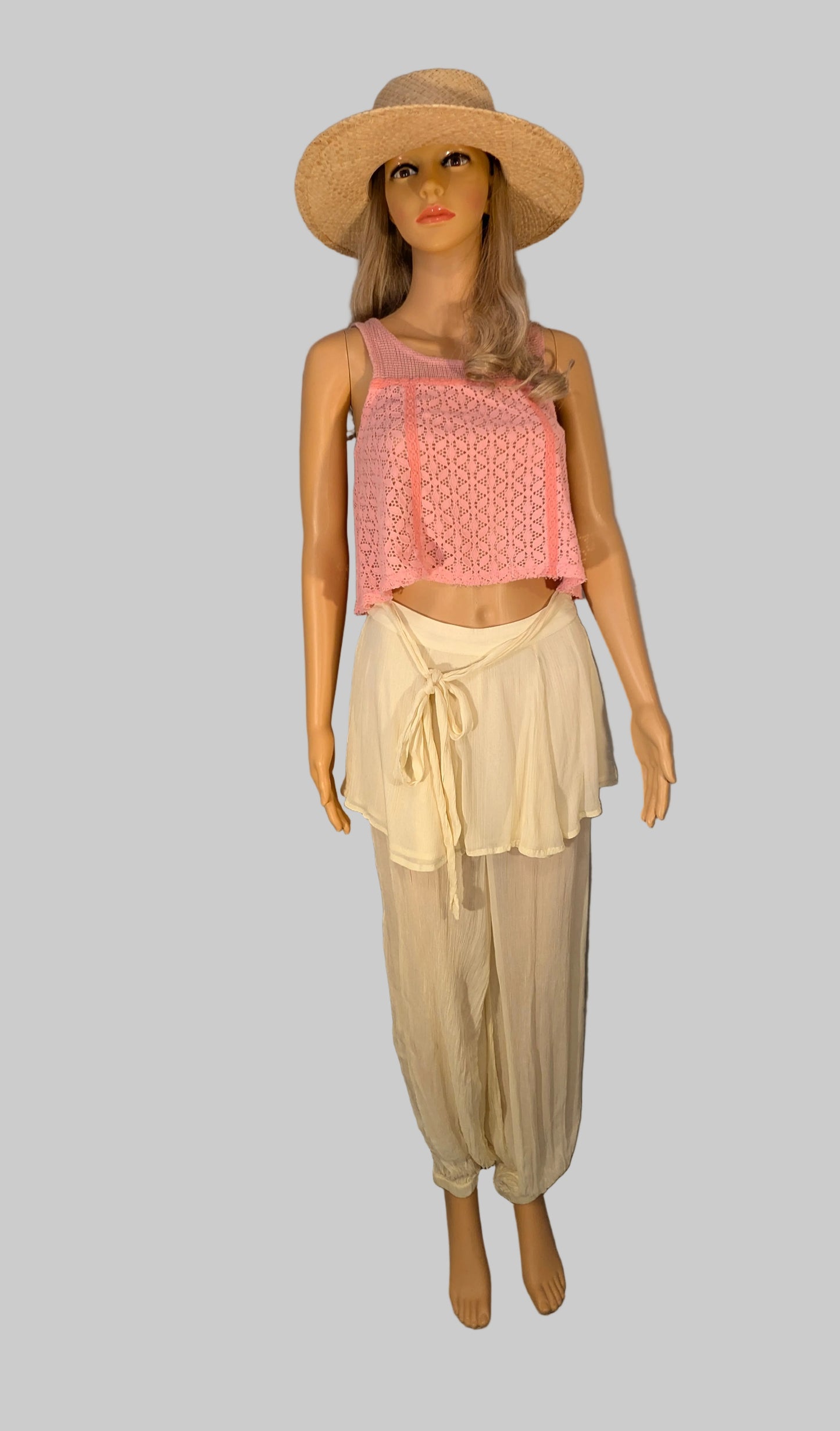 Free People Tongue Tied Sheer Balloon Pants - Ivory - NWT